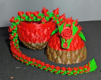 Dragón Rosa Articulado 3D Impreso Floral Fantasía Multi-Articulación Fidget Criatura Regalo Romántico Animal Romántico