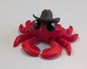 Crab Cowboy Articulated 3D Printed Flexible Fidget Western Ocean Animal Multi-Joint Desk Pet Novelty