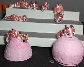 Bebé dragón rosa articulado: mascota de escritorio antiestrés impresa en 3D