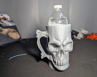 Soporte para latas de cerveza con diseño de calavera y esqueleto impreso en 3D, accesorio gótico para decoración de fiestas de Halloween