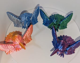Articulated Hummingbird Statue 3D Printed Movable Wings CinderWing Design poseable desk fidget. Stress anciety Relief ADHD Fidget Toy Dragon