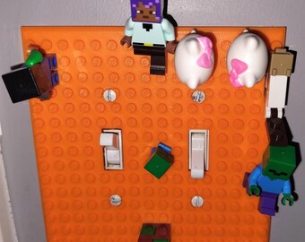 Brick Light Switch Cover 3D Printed Wall Plate Kids Room Toy Compatible Decor Fun Design