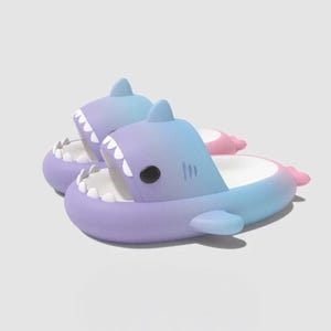 Kids Gradient Shark Slides | Shark Slippers for Kids | Lollipop Ombre Fun | Anti-Slip Outdoor Indoor Slippers | Birthday Gift Idea