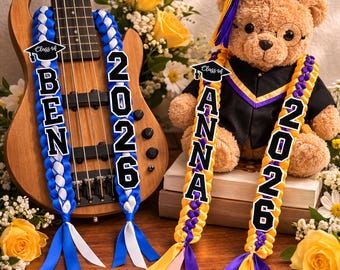 Graduation Lei 2026 with Name, Gift for Graduates, Class of 2026 Graduation Lei, Personalized Ribbon Lei, Beat graduation gift