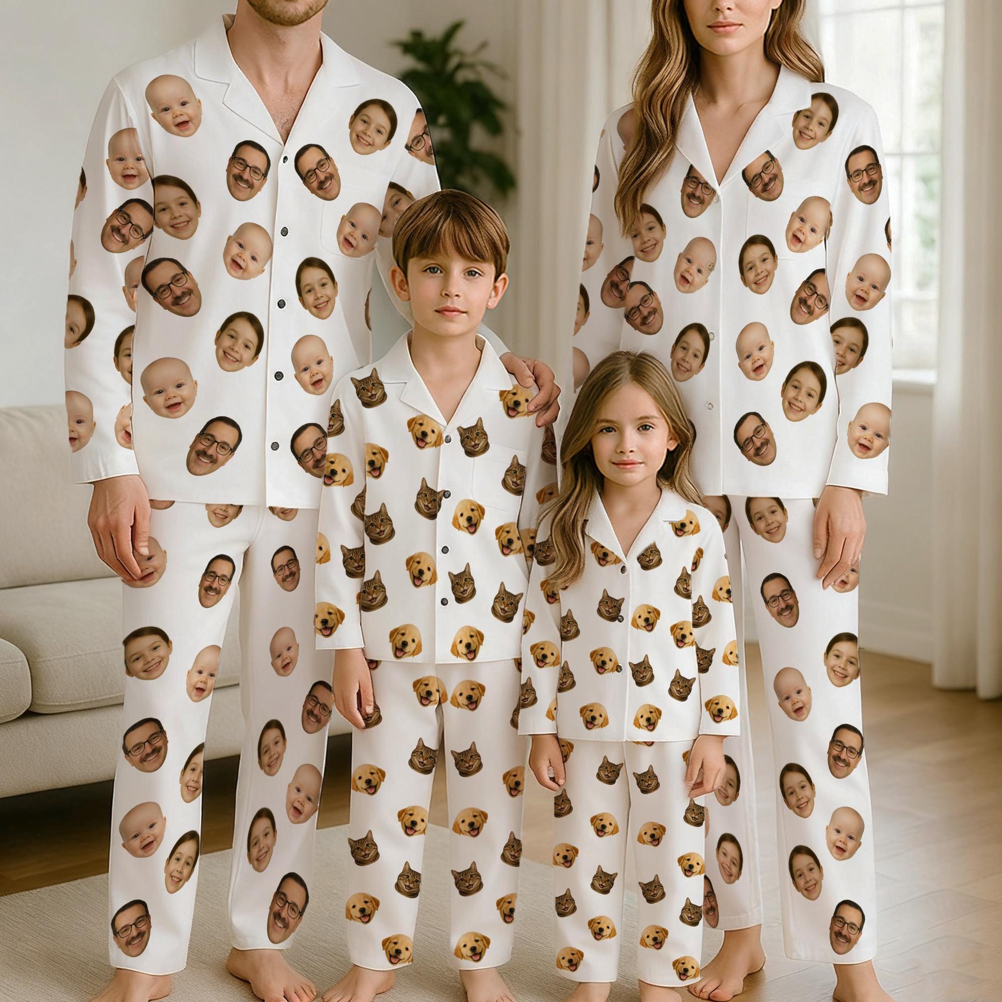 Personalized Pajama Set, Custom Face or Pet Photo Pjs, Matching Family ...