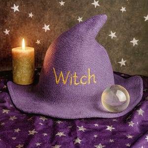 Custom Witch Hat with Name Embroidery, Halloween Costume Hat for Women, Personalized Fall Accessory, Spooky Party Hat, Witch Decor Gift