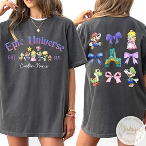Two-Sided Super Mario Epic Universe Shirt, Mario Luigi Princess Peach Epic Universe Family Shirt, Epic Family Vacation 2025 Shirt