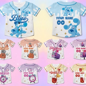 Personalized Blue Clues Baseball Jersey, Blue Dog Lovers Birthday Girl Jersey, Blue Clues Family Shirt, Blue Clues Kids