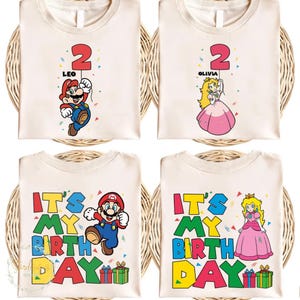 Epic Universe Custom It&#39;s My Birthday Shirt, Two-Sided 2025 Birthday Mario Shirt, Birthday Princess Shirt, Mario Luigi Princess Peach