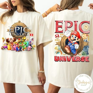 Two-Sided Super Mario Epic Universe Shirt, Mario Luigi Princess Peach Epic Universe Family Shirt, Epic Family Vacation 2025 Shirt