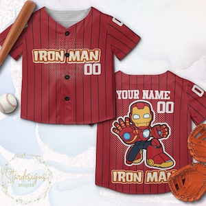 Personalized Iron Man and His Awesome Friends  Baseball Jersey, Custom Name & Number Iron Man Jersey Baseball, Gift For Baseball Fans