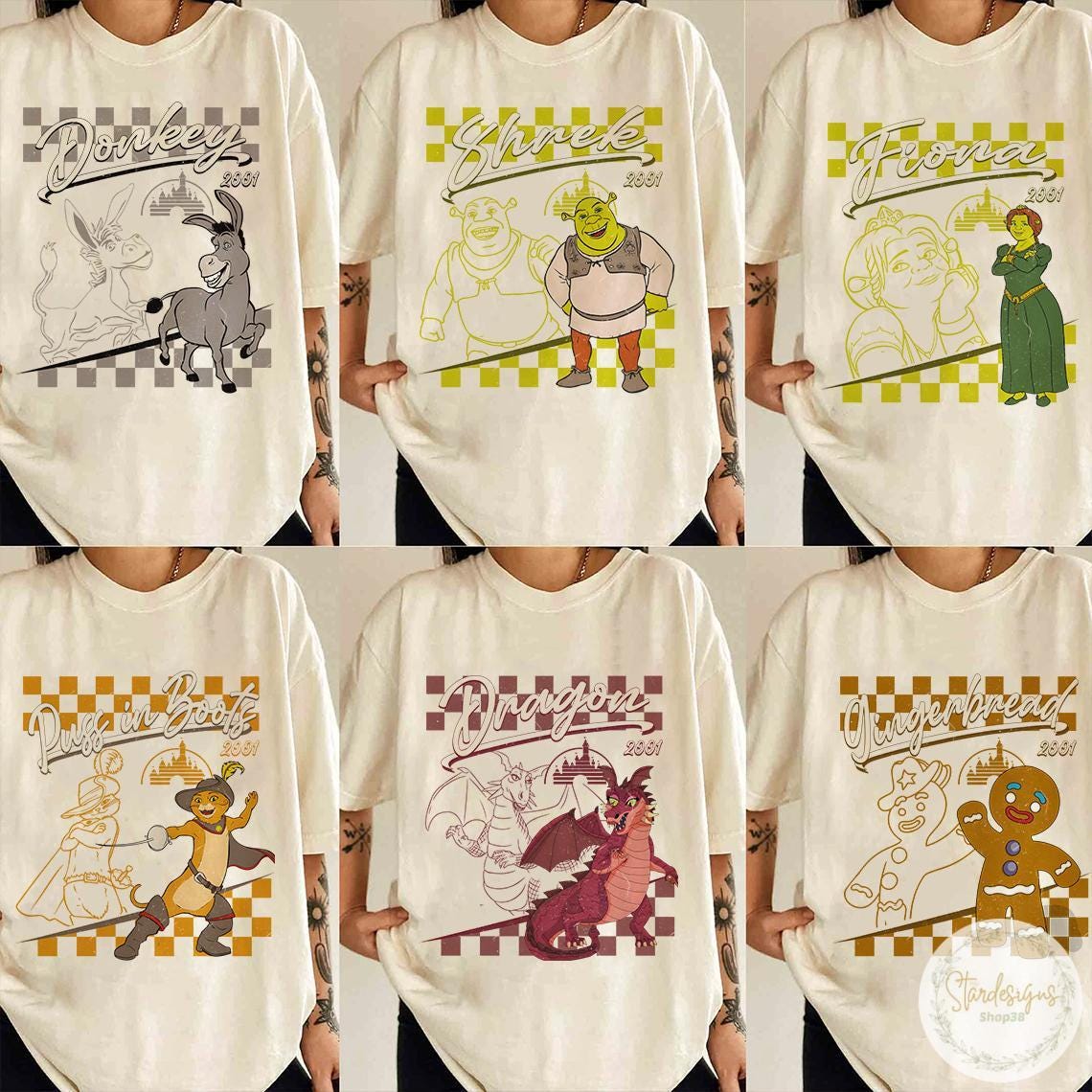 All Characters Shrek Shirt, Fiona Donkey Lord Farquaad Gingerbread Man Shrek Group Matching, Shrek Birthday Boy/Girl, Shrek Family Matching