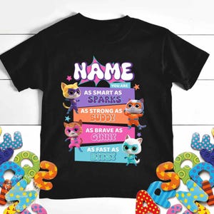 Super Cat Birthday Shirt Personalized Kitties Party Theme Cat Friends Family Matching Tees Outfit Gift for Girl Cute Fantastic