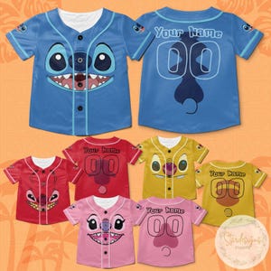Personalize Disney Stitch Happy Jersey, Custom Kid Youth Adult Disney Jersey, Disney Baseball Jersey, Stitch Birthday Gift Stitch Fan