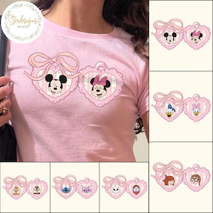Coquette Bow Disney Locket Baby Tee, Mickey Minnie Disney Couple, WDW Disneyland Shirts, Mickey Coquette T-shirt