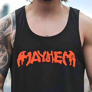 Mayhem Unisex Bella Canvas Jersey Tank, Perfect for Summer Festivals, Workout Gear, Pop Music Tank, Concert Outfits, Graphic Tank Top