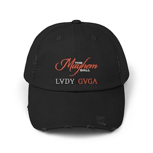 Mayhem Ball Tour Distressed Cap, Little Monster Gift, Unisex Cap, Trendy Streetwear Hat, Pop Music Cap, Mayhem Adjustable Distressed Cap