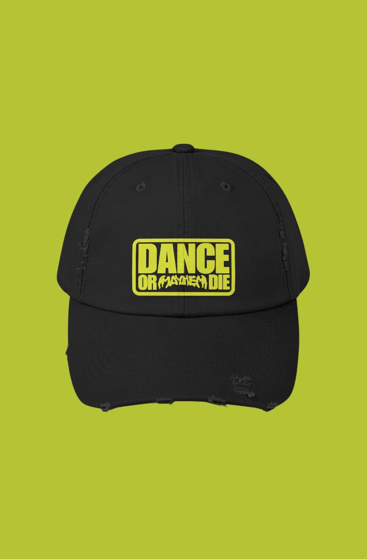 Mayhem DANCE OR DIE Yellow Font Distressed Cap, Little