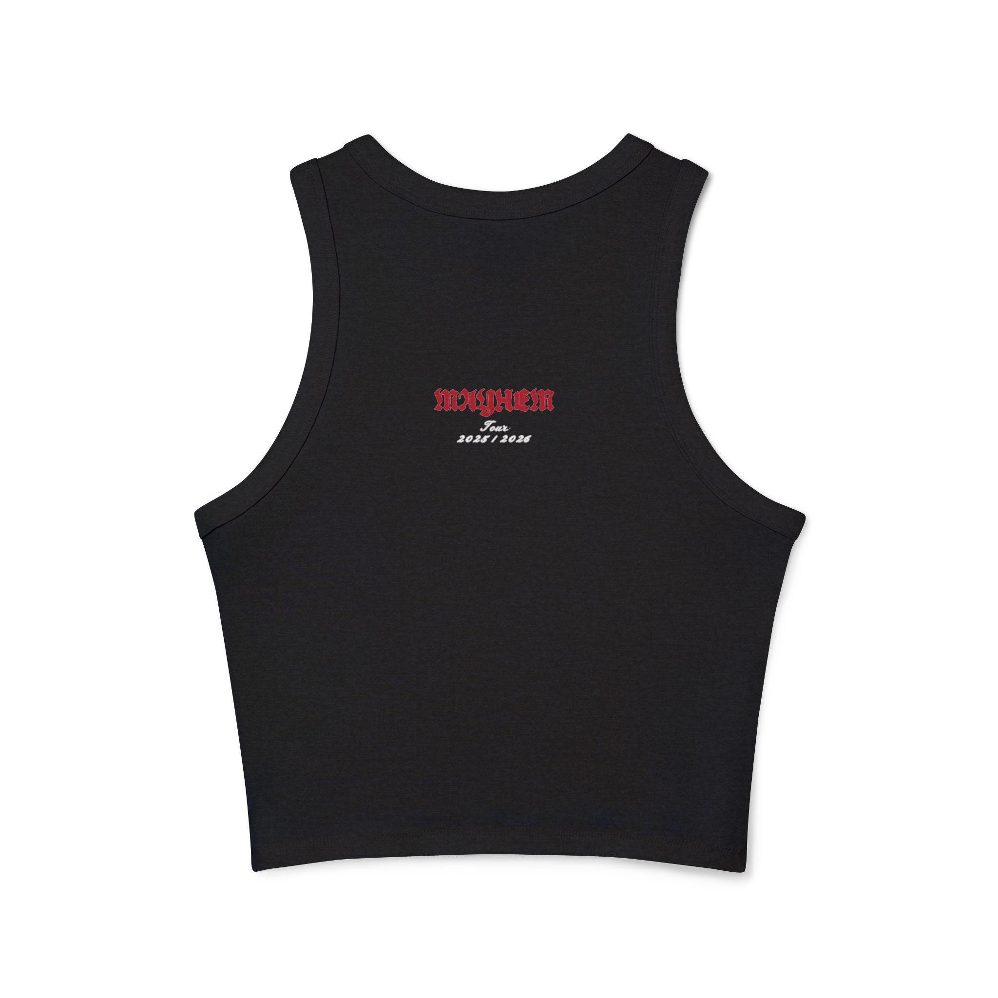 Mayhem Ball Racerback Tank Top: Mayhem Cross Design With Tour