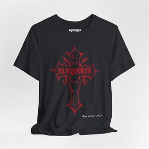 Mayhem Tarot Red Cross T-Shirt: Pop Concert Tour Tee, Unisex Bella Canvas image 7