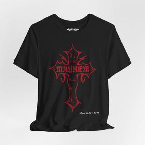 Mayhem Tarot Red Cross T-Shirt: Pop Concert Tour Tee, Unisex Bella Canvas image 5