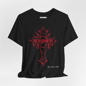 Mayhem Tarot Red Cross T-Shirt: Pop Concert Tour Tee, Unisex Bella Canvas image 2