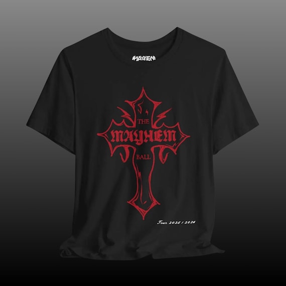 Mayhem Tarot Red Cross T-Shirt: Pop Concert Tour Tee, Unisex Bella Canvas
