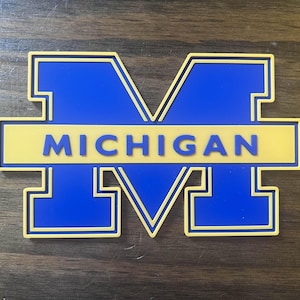 Michgan Lettering University of Michigan Wolverines Logo Wall Art - Etsy