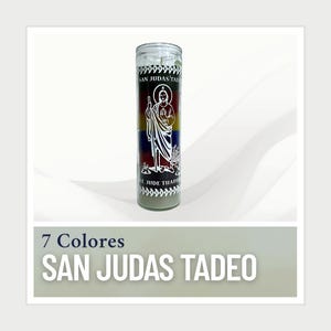 San Judas Tadeo Candle | 7-Color Devotional Prayer for Miracles and Difficult Cases