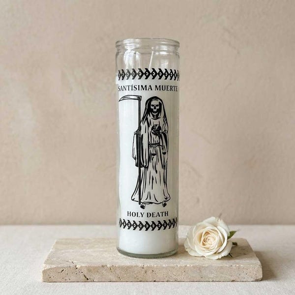 Santa Muerte White Candle | 7 Day Holy Death Ritual for Spiritual Protection