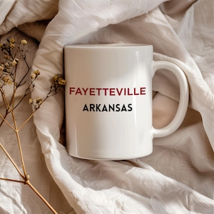 Fayetteville Arkansas Mug, University of Arkansas Alumni Gift, Razorbacks Coffee Cup, SEC Football Decor, Game Day Mug, Hogs Merch, 11 Oz