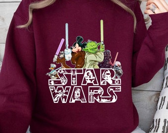 Vintage Disney Star Wars Mickey And Friends Sweatshirt, Star Wars Disney Characters Sweatshirt, Disney Star Wars Family Trip Hoodie