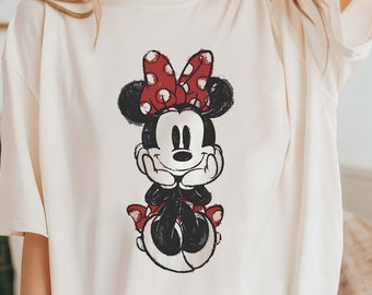 Vintage Minnie Mouse T-Shirt, Classic Sketch Portrait, Disney Family Trip