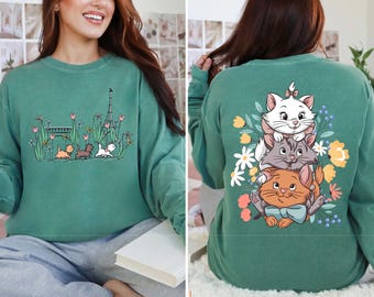 Vintage 70s The Aristocats Floral Comfort Colors® Long Sleeve Shirt, Berlioz Toulouse Marie, Disney Cats, Disneyland Trip, Magic Kingdom