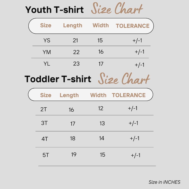 a child's t - shirt sizes chart for sizes