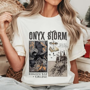 Onyx Storm T-Shirt, Comfort Colors Fourth Wing Series Shirt, Dragon Rider Bookish Tee Gift For Book Lover, Fantasy Book Shirt, Tairn&Andarna