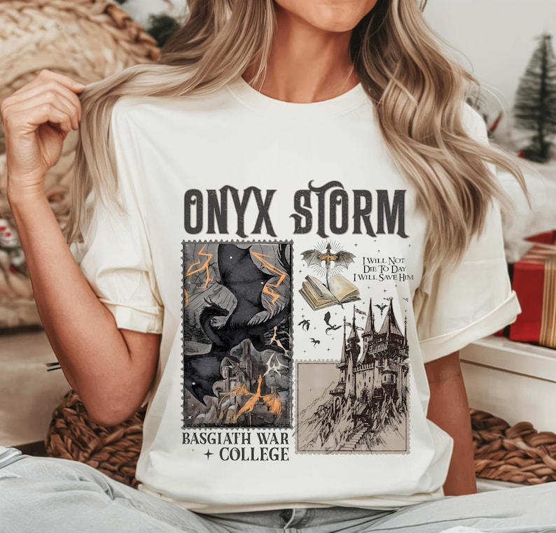 Onyx Storm T-Shirt, Comfort Colors Fourth Wing Series Shirt, Dragon Rider Bookish Tee Gift For Book Lover, Fantasy Book Shirt, Tairn&Andarna