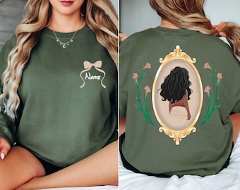 Sudadera de Moana personalizada, sudadera con cuello redondo con espejo de Moana Coquette de Disney vintage, sudadera con capucha Magical Kingdom, sudadera con capucha de Disney Girls Trip