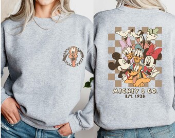 Disney Checkered Pluto Sweatshirt, Mickey and Friends Hoodie
