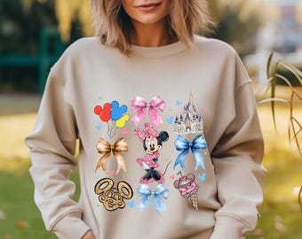 Disney Minnie Coquette Bow Sweatshirt, Disney Castle Minnie Sweatshirt, Disneyland Sweatshirt, Girls Trip Crewneck, Magic Kingdom Hoodie
