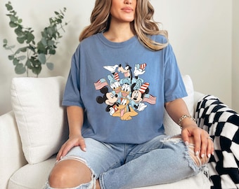 Comfort Colors® Mickey and Friends 4th Of July Shirt, Disney 4th Of July Patriotic Shirt, Disney World Shirt, Mickey and Friends Disney Tee