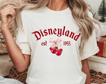 Camiseta Disneyland Est. 1955 Comfort Colors®, camiseta Disneyland Cherry, camiseta rosa Disneyland con orejas de ratón, camiseta para niñas Disneyland Trip