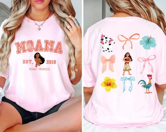 Vintage Moana Comfort Colors Tee, 2-Sided Coquette Princess Shirt