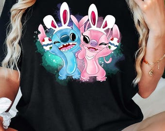Easter Stitch and Angel Shirt: Funny Bunny Tee, Comfort Colors