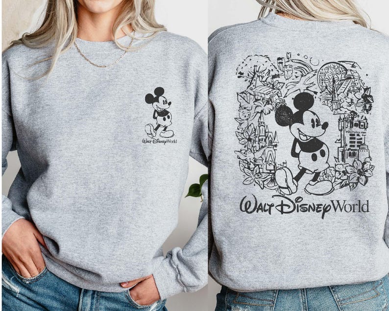 Mickey Sketch Sweatshirt, Mickey Walt Disney World Sweatshirt, Disney World Vacation Sweater, Family Matching Hoodie, Disney Trip Sweatshirt