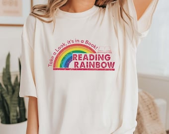 Reading Rainbow Shirt, Retro Librarian Shirt, Teacher Appreciation Shirt, Retro Comfort Rainbow School Shirt, Book Lover Gift, Bookworm Tee