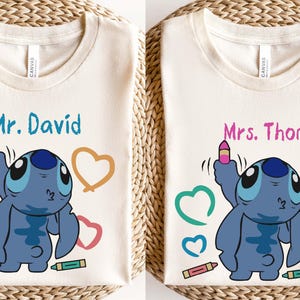 Custom Stitch Teacher Shirt, Personalized Disney Teacher Tee, First Day of School Shirt, Classroom Gift Idea, Back to School Stitch Tee