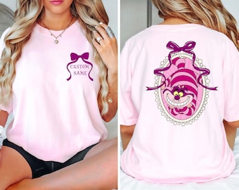Custom Disney CHESHIRE CAT Alice Shirt, Comfort Colors® Watercolor Alice In Wonderland Coquette Mirror Shirt, Disney World Girls Trip Tee