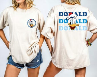 Disney Donald Checkered Cruise T-shirt, Comfort Colors® 2 Sided Donald 2025 Cruise Shirt, Disney Family Cruise Matching Shirt, Disney Tee