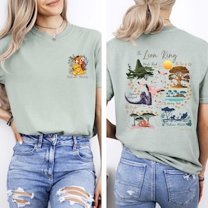 Carte recto verso du roi lion, chemise couleur confort Hakuna Matata, fierté rock, t-shirt Disney le roi lion, royaume animal, voyage Walt Disney World